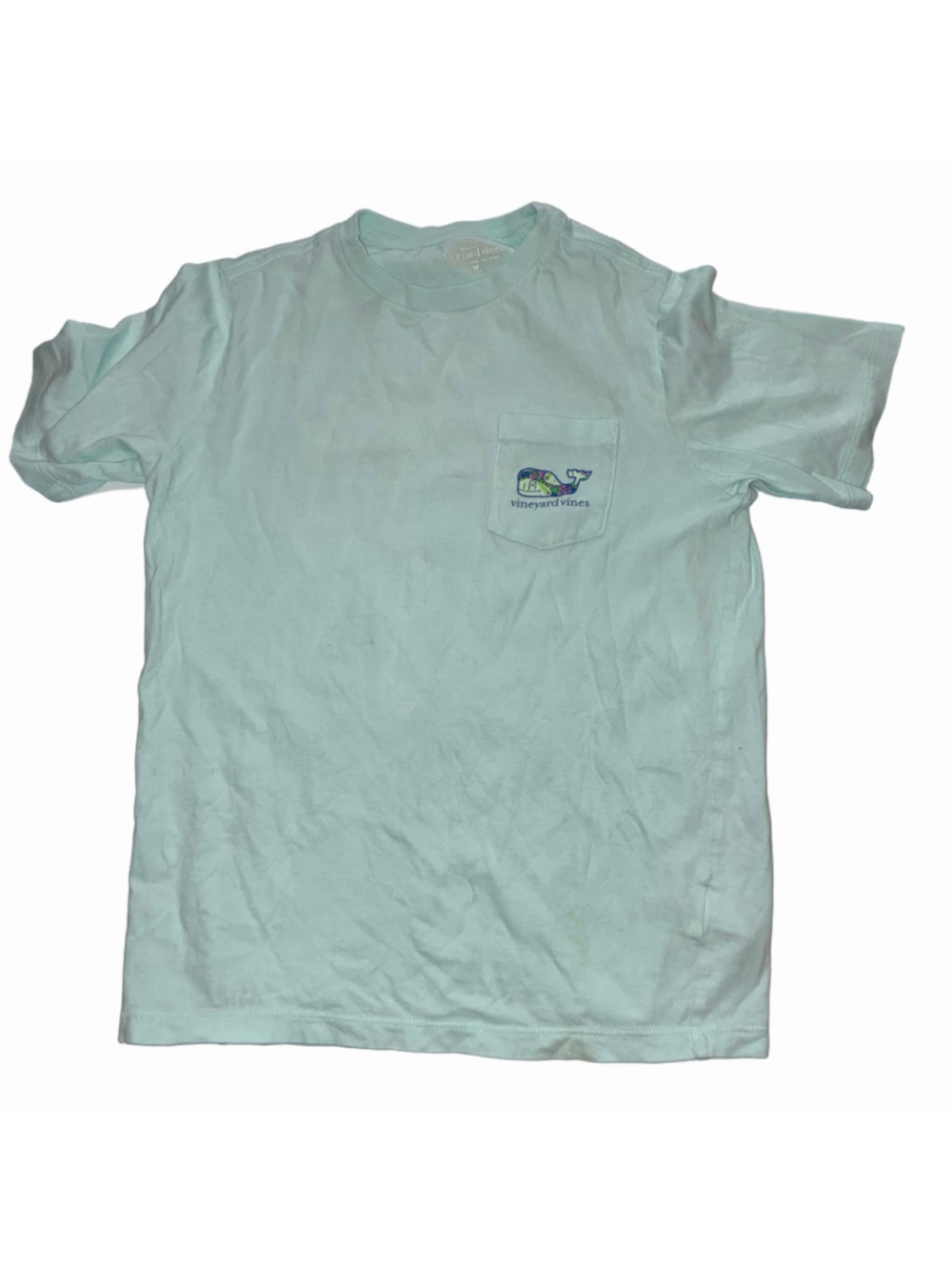 Boys Vineyard Vines Graphic Pocket Tee Light Blue Aqua Size M